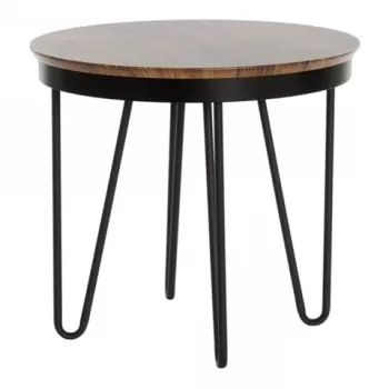 Masuta de colt, DKD Home Decor, 48 x 48 x 44 cm, inox/mdf, maro/negru imagine