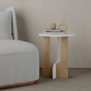 Masuta, Decortie, Luna, 40x47x40 cm, Stejar alb imagine