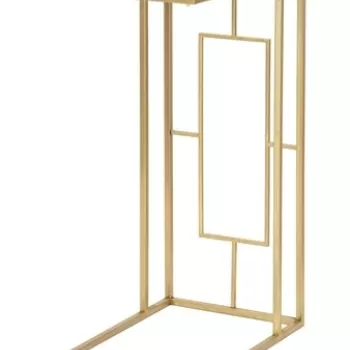 Masuta Geometric, Mauro Ferretti, 40.5 x 25.5 x 60 cm, fier/sticla, auriu imagine