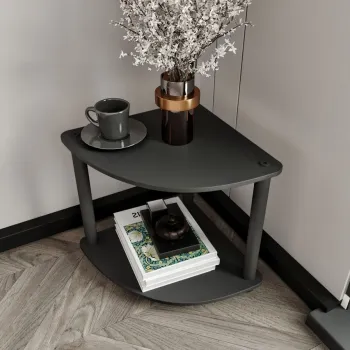 Masuta, Hanah Home, Bookcase 2-Tiers Corner, 34x38x34 cm, MDF , Negru imagine