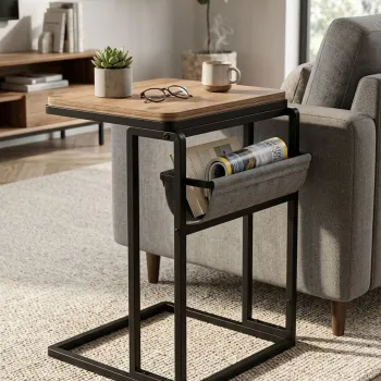 Masuta, Hanah Home, Brut, 40x64x45 cm, PAL, Pin Atlantic / Negru imagine