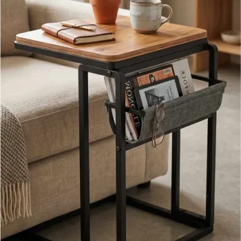 Masuta, Hanah Home, Pk9114, 45x64x45 cm, PAL, Nuc / Negru imagine