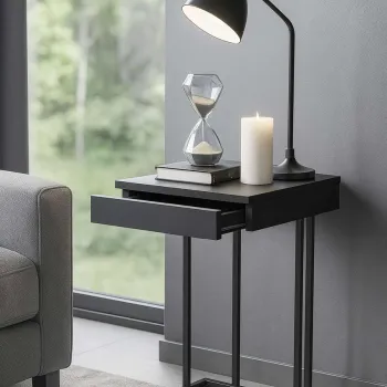 Masuta, Hanah Home, Veno, 42x64x36 cm, PAL, Negru imagine