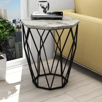 Masuta, Hommy Craft, Sofya, 46x57x46 cm, PAL, Alb/Negru imagine