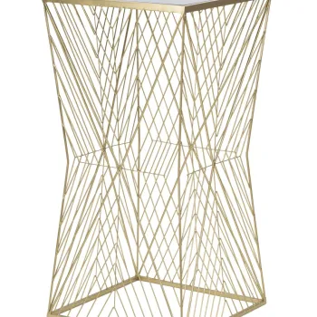 Masuta inalta Lines 4, Mauro Ferretti, 50x50x100 cm, fier/sticla, auriu imagine