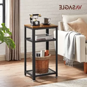 Masuta inalta Vintage, Vasagle, 30 x 40 x 75 cm, PAL/otel, maro rustic imagine