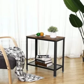 Masuta Industrial Side, Vasagle, 60 x 30 x 60 cm, fier/PAL, maro rustic imagine