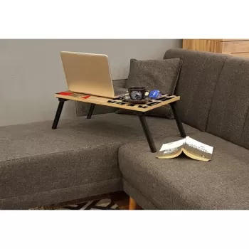 Masuta laptop, Vella, Gusto 766, 60x24.5x35 cm, PAL, Pin Atlantic / Negru imagine