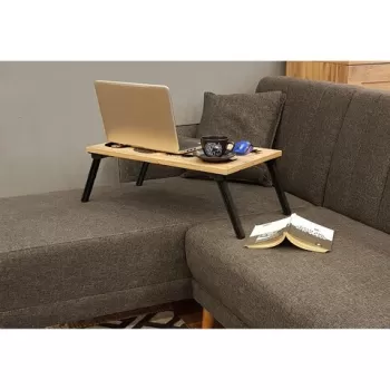 Masuta laptop, Vella, Gusto Cats, 60x24.5x35 cm, PAL, Pin Atlantic / Negru imagine