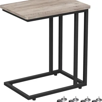 Masuta laterala cu roti Vasagle, 50x35x60 cm, max 25 kg, PAL/otel, gri imagine