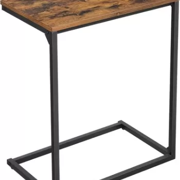 Masuta laterala, Vasagle, 55x35x66 cm, PAL/otel, maro rustic imagine