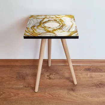 Masuta, Leona, Shp101, 35x42x35 cm, Alb / Auriu / Negru imagine