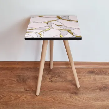 Masuta, Leona, Shp107, 35x42x35 cm, Alb / Auriu / Gri imagine