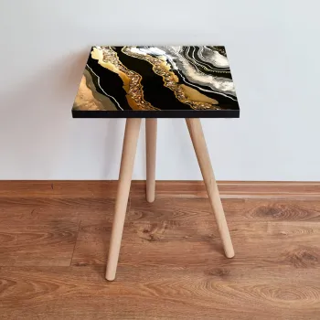 Masuta, Leona, Shp109, 35x42x35 cm, Auriu / Alb / Negru imagine