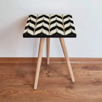 Masuta, Leona, Shp130, 35x42x35 cm, Negru / Alb / Auriu imagine