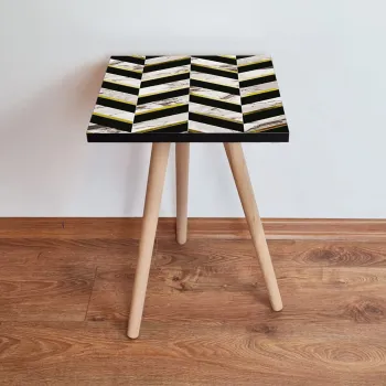 Masuta, Leona, Shp132, 35x42x35 cm, Negru / Auriu / Alb imagine