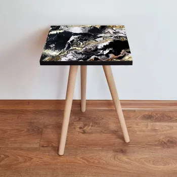 Masuta, Leona, Shp159, 35x42x35 cm, Negru / Alb / Auriu imagine