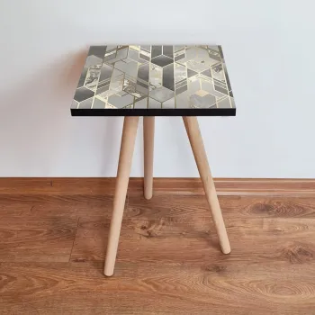 Masuta, Leona, Shp265, 35x42x35 cm, Gri / Auriu / Alb imagine