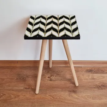 Masuta, Leona, Shp267, 35x42x35 cm, Negru / Auriu / Alb imagine