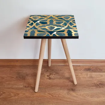 Masuta, Leona, Shp274, 35x42x35 cm, Albastru / Auriu imagine