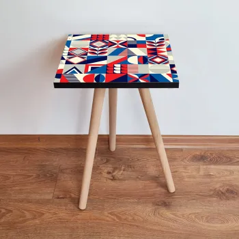 Masuta, Leona, Shp323, 35x42x35 cm, Rosu / Albastru marin / Crem imagine