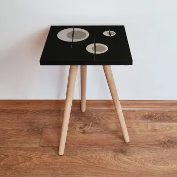 Masuta, Leona, Shp65, 35x42x35 cm, Negru / Bej / Nurca imagine