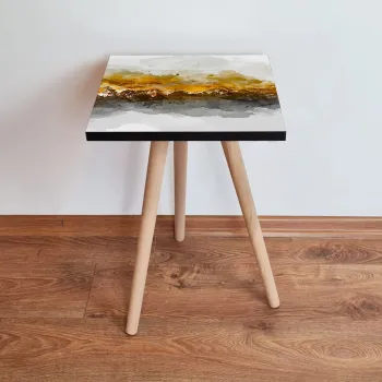 Masuta, Leona, Shp81, 35x42x35 cm, Alb / Negru / Auriu imagine