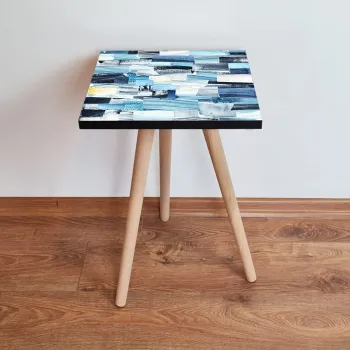 Masuta, Leona, Shp82, 35x42x35 cm, Alb / Bleumarin / Albastru imagine