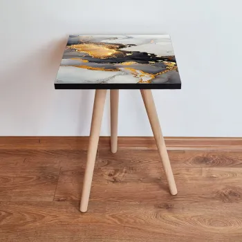 Masuta, Leona, Shp83, 35x42x35 cm, Gri / Negru / Auriu imagine