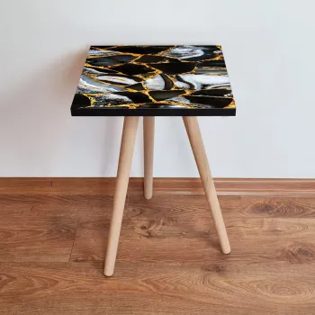 Masuta, Leona, Shp99, 35x42x35 cm, Negru / Auriu / Alb imagine