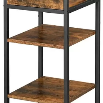 Masuta living / noptiera Vasagle, Vincyer, 35x35x70 cm, PAL/otel, maro rustic imagine