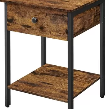 Masuta living / noptiera Vasagle, Vincyer, 40x40x50 cm, PAL/fier, maro rustic imagine