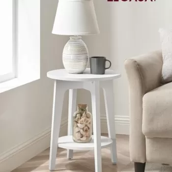 Masuta living Vasagle, D40 x 50 cm, PAL, alb imagine