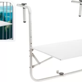 Masuta pentru balcon, 60x43 cm, metal, alb imagine