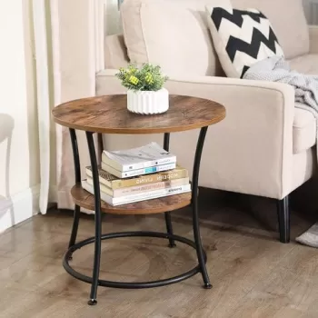 Masuta pentru cafea Daintree, Vasagle, D55 x 55 cm, PAL/otel, maro rustic imagine