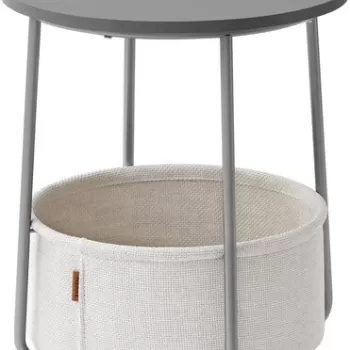 Masuta pentru cafea Vasagle, D45 x 51 cm, PAL/otel/poliester, gri/bej imagine