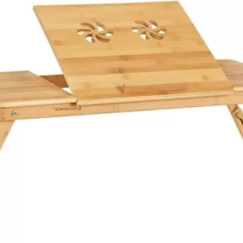 Masuta pentru laptop, Songmics, inaltime ajustabila, 71.5x35x21-29 cm, bambus imagine