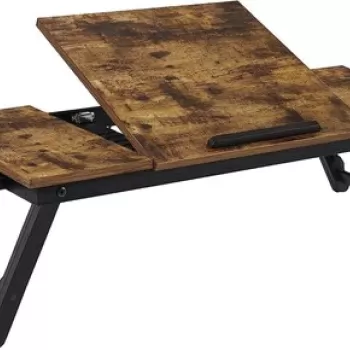 Masuta pentru laptop, Songmics, inaltime ajustabila, 71x35x23 cm, MDF/bambus, maro rustic imagine