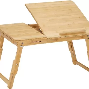 Masuta pentru laptop, Songmics, LLD01N, inaltime ajustabila, 55x35x21-29 cm, bambus imagine