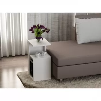 Masuta pentru living, Wooden Art, Sister White, 35x60x29.5 cm imagine