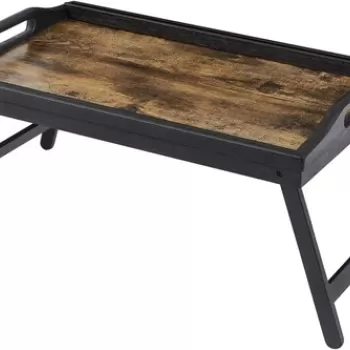 Masuta pentru mic dejun / laptop, Vasagle, 50 x 30 x 26 cm, bambus/MDF, maro rustic imagine