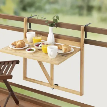 Masuta pliabila pentru exterior Waikiki, Wenko, 64x44x65 cm, bambus/metal, maro imagine