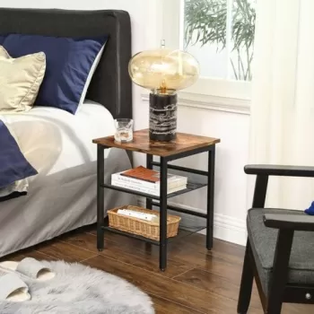 Masuta Urban, Vasagle, 40 x 40 x 55 cm, otel/PAL, maro rustic imagine