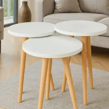 Masute (3 Pieces), Hanah Home, Ck152Ck, PAL, Alb imagine