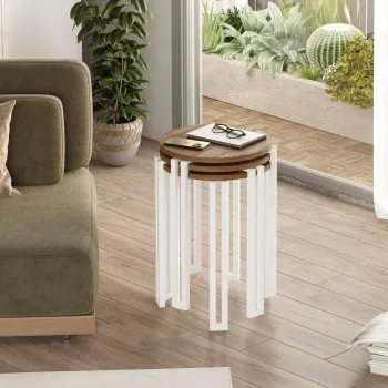 Masute (3 Pieces), Hanah Home, Palma, PAL, Nuc/Alb imagine