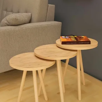 Masute (3 Pieces), Hanah Home, Sensibil-152, PAL, Maro imagine