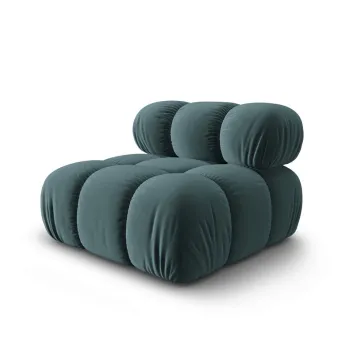 Modul canapea 1 loc fara cotiere, Bellis, Micadoni Home, BL, 94x94x63 cm, catifea, albastru petrol imagine