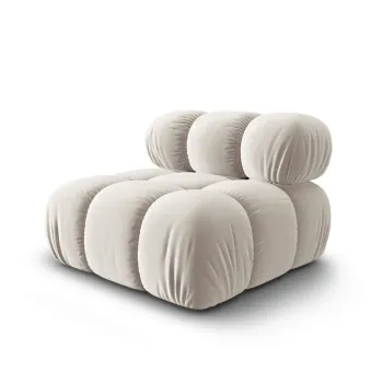 Modul canapea 1 loc fara cotiere, Bellis, Micadoni Home, BL, 94x94x63 cm, catifea, bej deschis imagine