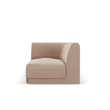 Modul canapea colt 1 loc, Miley, Micadoni Home, BL, 85x85x74 cm, catifea, cappuccino imagine