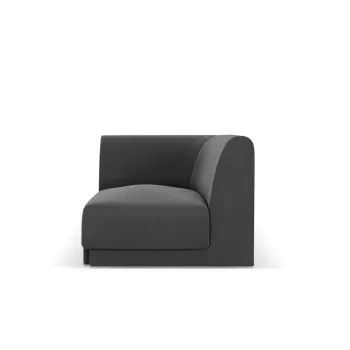 Modul canapea colt 1 loc, Miley, Micadoni Home, BL, 85x85x74 cm, catifea, gri imagine